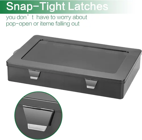 Miniatura 3 de Gbivbe Caja Organizadora de Plástico Grande con 24 Ranuras, Caja de Almacenamiento Ajustable con Divisores, Caja Transparente para Joyería, Negro-1