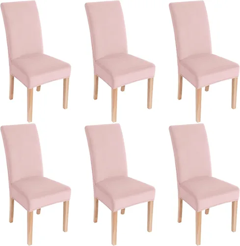 Miniatura 17 de smiry - Fundas para sillas de comedor de terciopelo elástico y suave, extraíbles, Terciopelo, Beige