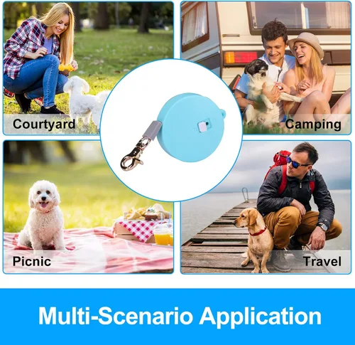 Miniatura 5 de Correa retráctil para perros pequeños y gatos de hasta 11 libras con cinta de nailon fuerte antitirones de 6.5 pies, manos libres, mini correa Azul