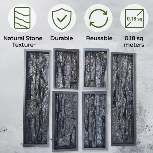 Miniatura 6 de 6 piezas ABS 2mm (0.079 pulgadas) Molde de Piedra Laja Piedra Caliza Piedra Natural Moldes de Cemento de Plástico Molde de Pared de Cemento Baldosa