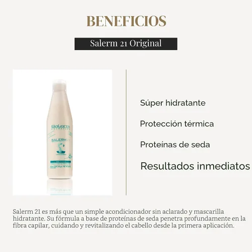 Miniatura 3 de SALERM - Acondicionador Instantáneo de Cabello 21 Proteína de Seda - 250 ml - Acondicionador de Uso Continuo o para Enjuague - con Proteínas de Seda