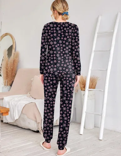Miniatura 191 de Ekouaer Conjunto de pijama de manga larga para mujer, ropa de dormir suave con cuello redondo y bolsillos