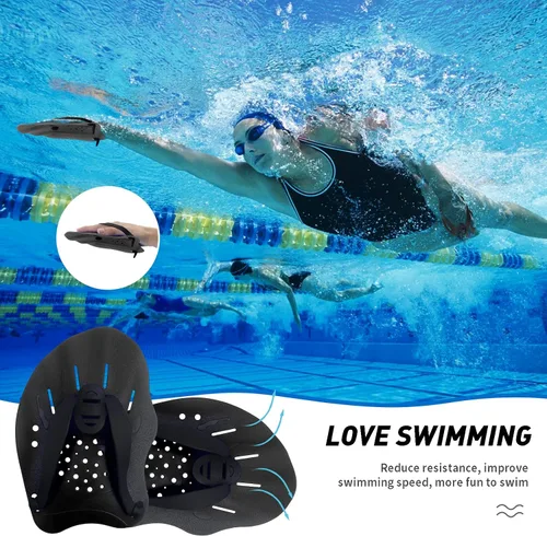 Miniatura 5 de Raquetas de natación para manos, paletas de mano de entrenamiento de natación con correas ajustables, paletas de natación para adultos y niños
