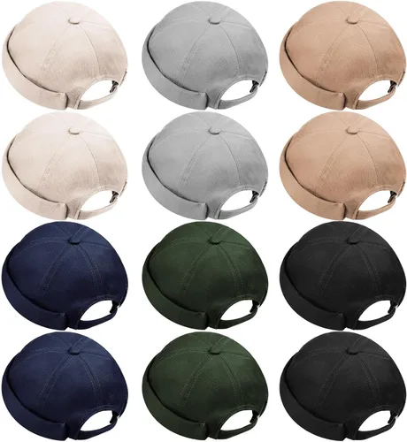 12 gorros sin ala ajustables para hombres y mujeres, gorros enrollados, gorro sin borde, varios colores