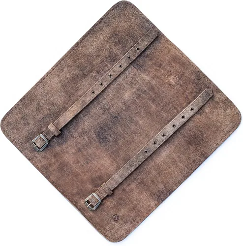 Miniatura 5 de Bolsa de rollo de cuchillos Cuero Genuino - Bolsa de cuchillos de chef 7 ranuras - Estuche de cuero para cuchillos Sam marrón (Brown/Antique)