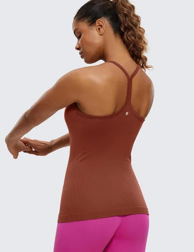 Miniatura 2 de CRZ YOGA - Camisetas deportivas para mujer, sin mangas, sin costuras, con espalda cruzada y brasier incorporado, camisetas para entrenamiento