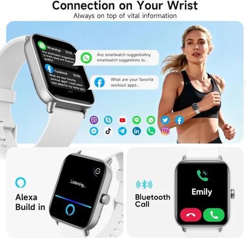 Miniatura 3 de Relojes inteligentes para hombres, pantalla HD de 1.85 pulgadas, compatible con iPhone/Android (responder/hacer llamadas), más de 110 modos Blanco