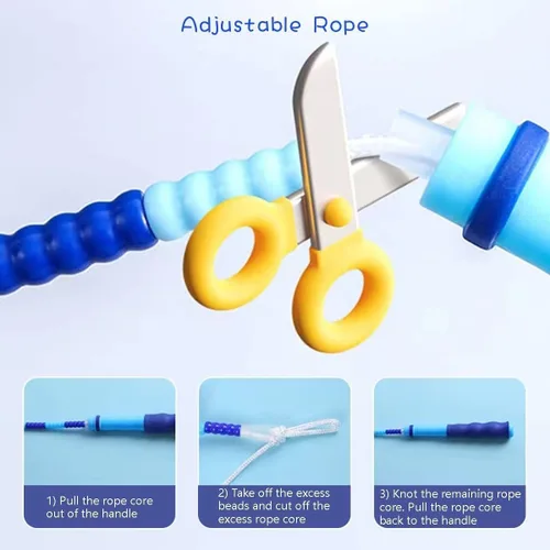 Miniatura 5 de Cuerda de saltar para niños, niñas y niños, cuerdas de saltar suaves con cuentas, cuerda de saltar ajustable, cuerda segmentada sin enredos