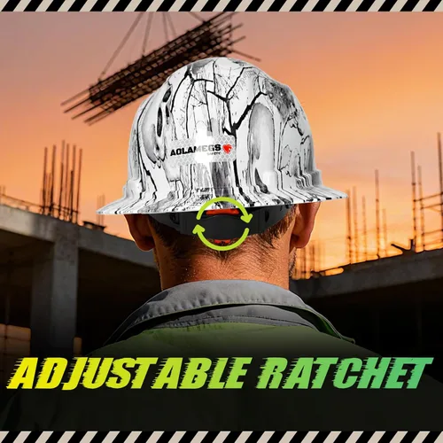 Miniatura 7 de Casco duro de ala completa con patrón de fibra de carbono con visera, casco de seguridad de construcción aprobado por la OSHA para hombres