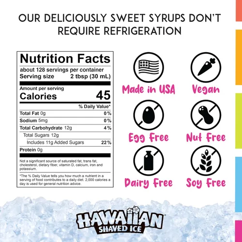 Miniatura 2 de Jarabe de Limón-Lima de Hawaiian Shaved Ice - Sin frutos secos, soja ni lácteos - Hielo para cono de nieve esponjoso y crujiente - Estable