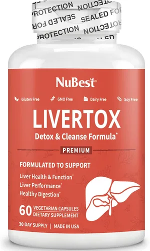 Miniatura 6 de LiverTox - Fórmula avanzada de desintoxicación y limpieza hepática - Soporte hepático de hierbas con cardo mariano, cúrcuma, alcachofa, diente