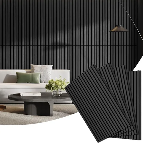 Miniatura 15 de Paquete de 4 paneles de madera para pared, 94.4 x 12.8 pulgadas, paneles de pared de listones de madera acústica para decoración de interiores