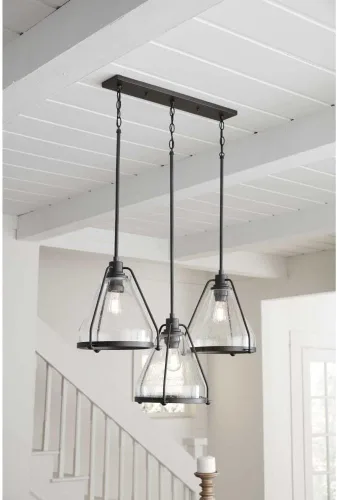 Miniatura 9 de Progress Lighting Range Collection - Lámpara colgante costera de cristal transparente con semillas, color grafito, negro