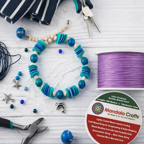 Miniatura 5 de Cuerda Mandala Crafts 0.03 pulgadas 109 yardas para hacer joyería, artesanía, macramé, cuerda de algodón encerado Negro