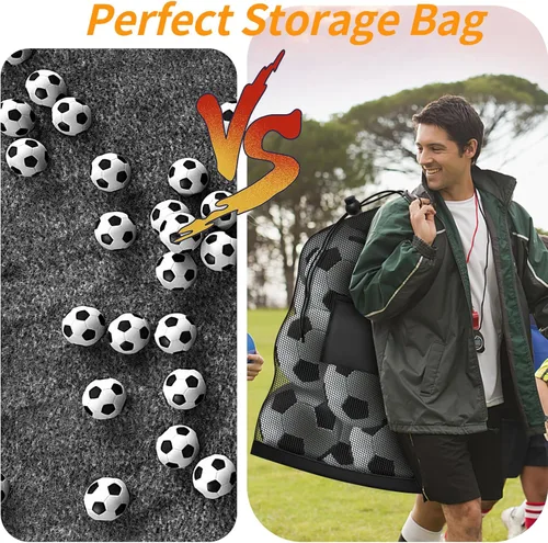 Miniatura 6 de Bolsa de Malla Extra Grande para Pelotas, Bolsa de Almacenamiento Resistente con Cordón, 61 cm x 91 cm, Capacidad para 8-10 Pelotas de Fútbol