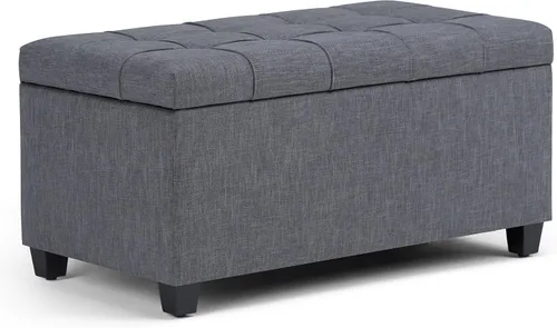 Miniatura 14 de SIMPLIHOME Sienna - Banco otomano de almacenamiento, 33 pulgadas de ancho, tapizado de tela con aspecto de lino, banco otomano rectangular