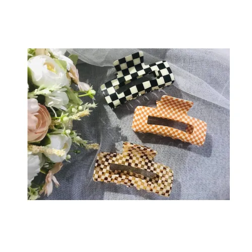 Miniatura 8 de Pinzas para el cabello a cuadros para mujeres y niñas, pinzas de pelo de moda para peinar con pinzas de garra, cabello grueso, forma rectangular