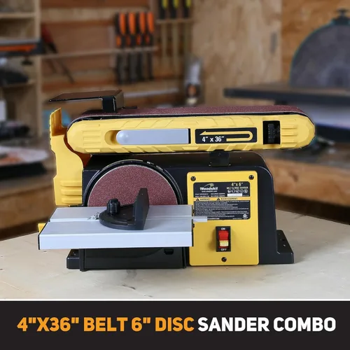 Miniatura 9 de Woodskil Combo de lijadora de banda y disco de 4.5 amperios, lijadora de banda de 4x36" y lijadora de disco de 6" con motor de 3/4HP, modelo mejorado