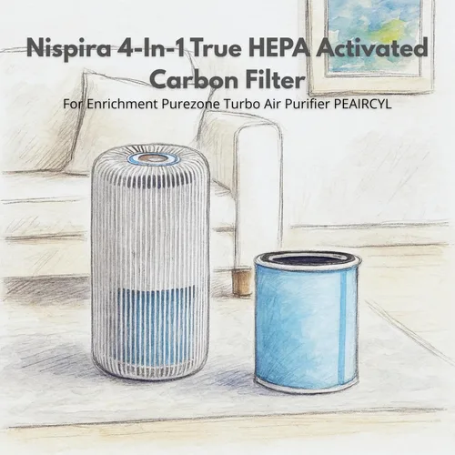 Miniatura 3 de Nispira Filtro de carbón activado HEPA 4 en 1 para purificador de aire Purezone Turbo PEAIRCYL, 2 paquetes