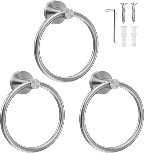 Miniatura 26 de SetSail Toallero de acero inoxidable con rosca para pared de baño, toallero de mano de acero inoxidable para baño, agujero de taladro de cocina