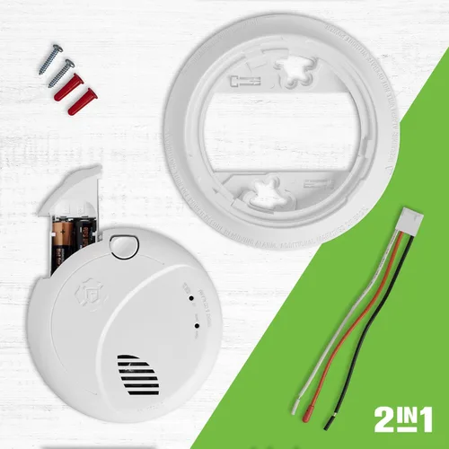 Miniatura 3 de First Alert SMCO100V-AC, Alarma de combinación cableada para humo y monóxido de carbono con interconexión, respaldo de batería y alertas de voz