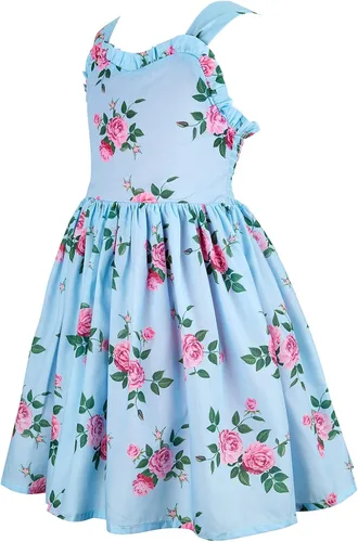 Miniatura 4 de Bcaur Vestido de otoño de algodón para niñas 2T-12, vestido de Pascua con estampado floral casual