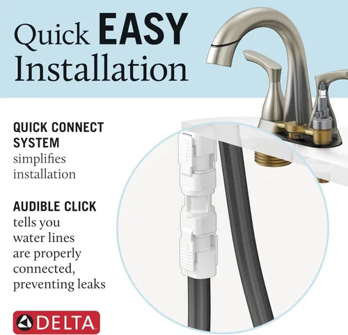 Miniatura 5 de Delta Broadmoor - Grifo central de baño negro mate con rociador, grifo de lavabo de baño de 4 pulgadas y 3 agujeros con rociador extraíble, drenaje