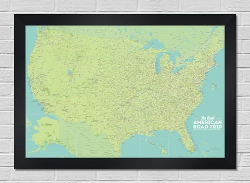 Miniatura 9 de Best Maps Ever Póster de trazado de carreteras y viajes de Estados Unidos, 24 x 36 pulgadas, verde y aguamarina