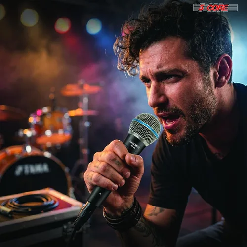 Miniatura 5 de 5 CORE Micrófono cardioide dinámico para canto de karaoke Micrófono profesional con cable XLR para escenario y estudio con imán de neodimio - ND 58
