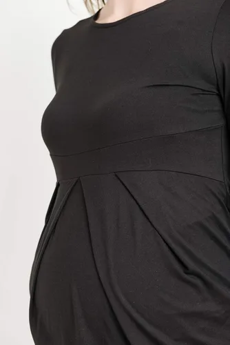 Miniatura 20 de LaClef - Blusa de maternidad para mujer, cuello redondo, manga 3/4, plisada al frente, estilo peplum