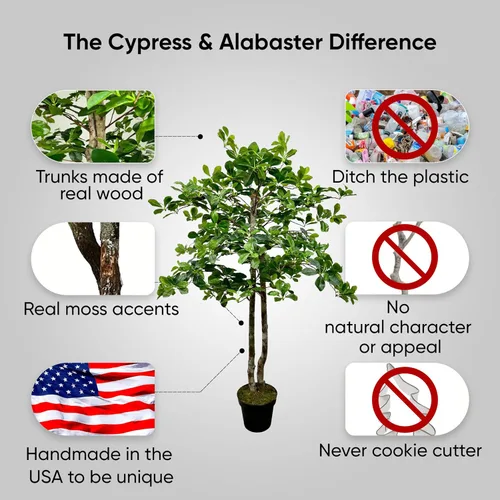 Miniatura 5 de Cypress & Alabaster Árbol artificial de hoja de olivo negro italiano hecho a mano de 4 pies con troncos de madera real de origen ético