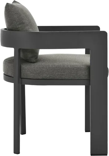 Miniatura 6 de Modway Tahoe Silla de comedor de tela de aluminio con recubrimiento en polvo para patio al aire libre en gris carbón - Silla de comedor de metal