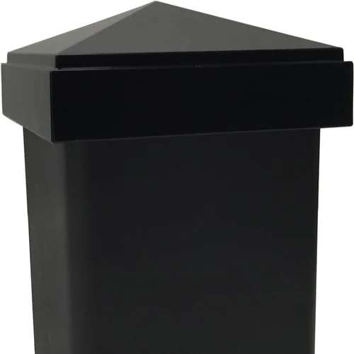 Miniatura 5 de Tapa de poste piramidal de aluminio de 3 x 3 pulgadas para postes de metal, ajuste a presión, color negro con recubrimiento en polvo, resistente al