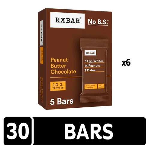 Miniatura 5 de RXBAR - Barras de proteína, con 12g de proteína, snacks libres de gluten, sabor a chocolate con mantequilla de maní (6 cajas, 30 barras)