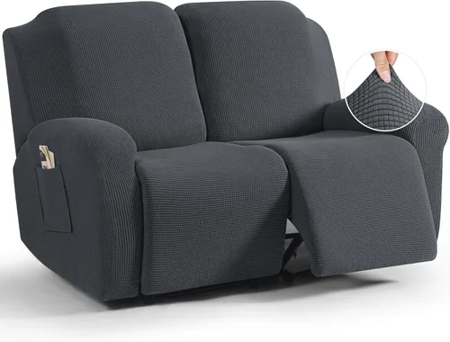 Miniatura 34 de TAOCOCO Funda reclinable de 4 piezas, funda elástica para sofá reclinable de 4 piezas, funda reclinable con 1 asiento, protector suave, fundas