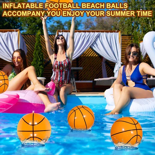Miniatura 3 de Chivao 24 pelotas de playa inflables de baloncesto de 16 pulgadas, bolas de playa inflables a granel, regalos de fiesta temática de piscina, juguete