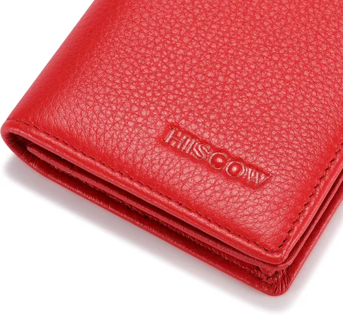 Miniatura 6 de Funda de piel para tarjetas de visita para hombres y mujeres, piel de becerro italiana Rojo guijarro