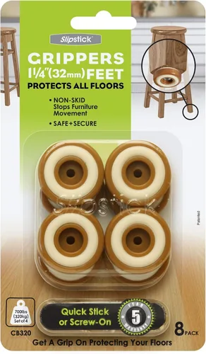Miniatura 8 de Slipstick CB325 Protectores de suelo antideslizantes para pies de muebles con agarre de goma (juego de 8 pinzas) redondos de 1-1/4 pulgadas