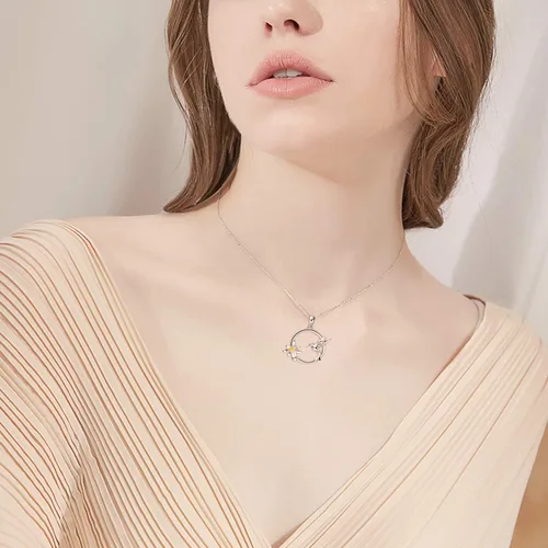 Miniatura 5 de WINNICACA Collar de plata de ley para mujeres y adolescentes diseño de colibrí de loto regalo de cumpleaños