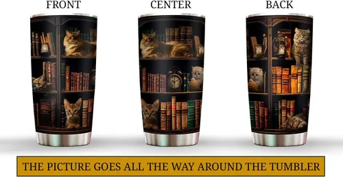 Miniatura 2 de 2IMT Taza de Libro para Gatos y Amantes de la Lectura Taza de Viaje para la Biblioteca Regalos para Amantes de los Libros y de los Gatos