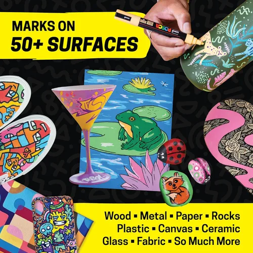 Miniatura 3 de Rotuladores de pintura a base de agua uni POSCA PC-3M, punta fina reversible (0.9-1.3mm), colores surtidos, paquete de 16