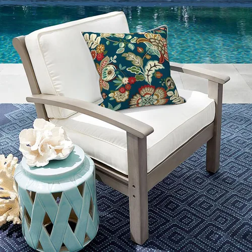 Miniatura 890 de Juego de 2 almohadas para exteriores de 16 x 16 pulgadas, repelentes al agua con interiores, para muebles de patio, hogar, jardín, geometría bohemia