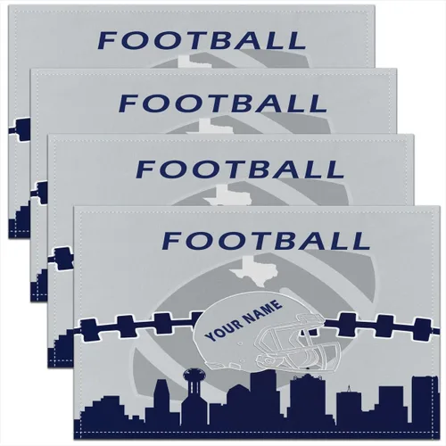 Miniatura 7 de Erosebridal Juego de 4 manteles individuales personalizados de fútbol de 12 x 18 pulgadas, manteles individuales para adultos, manteles individuales