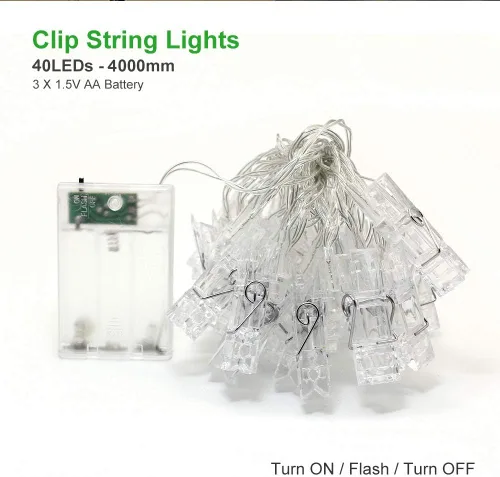 Miniatura 5 de Dopheuor Cadena de luces LED con clip de fotos, cadena de luces LED para colgar fotos, fotos, funciona con pilas para regalos, patio, Navidad