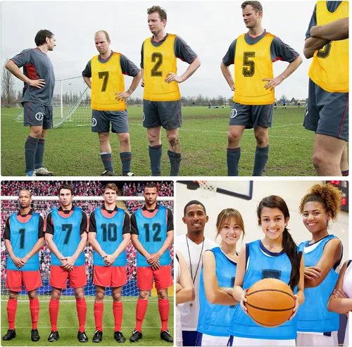Miniatura 4 de Vabean Paquete de 24 Chalecos de Malla de Nailon para Práctica de Equipo Scrimmage Petos Camisetas Chaleco de Entrenamiento para Deportes de Adultos