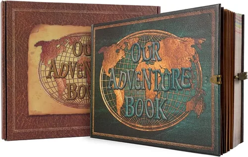 Miniatura 10 de Álbum de fotos scrapbook de tamaño grande de 12x12 pulgadas, 60 páginas, nuestro libro de aventuras con letras en relieve 3D retro, tapa dura