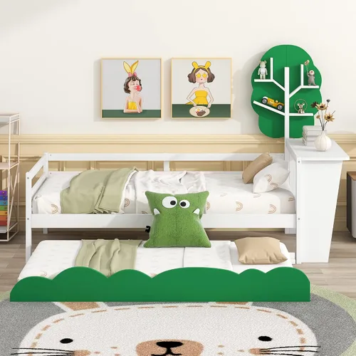 Miniatura 14 de Sofá cama de madera de diseño clásico, sofá cama, cama de plataforma, tamaño individual con salud y comodidad para dormitorio, estudio, sala