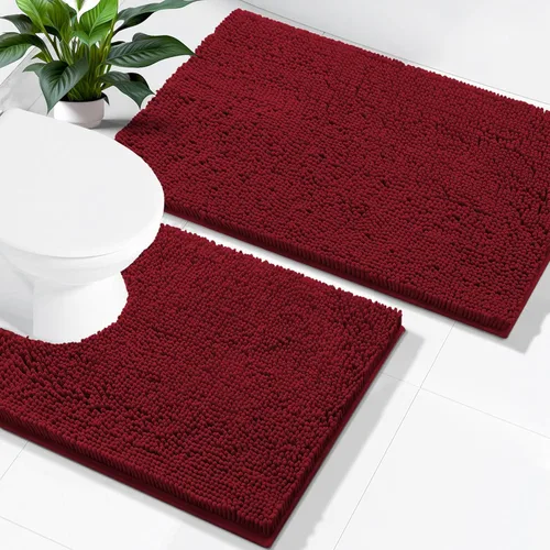 Miniatura 90 de Smiry Juego de 2 alfombras de baño, felpilla suave y absorbente, lavable a máquina, antideslizantes, para bañera, ducha y suelo