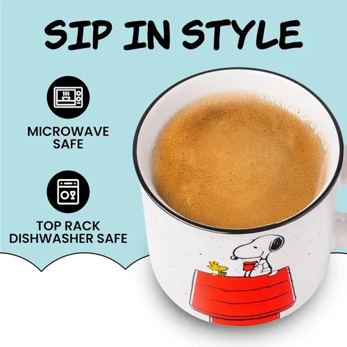 Miniatura 3 de Silver Buffalo Peanuts Snoopy and Woodstock Get Cozy - Taza de cerámica para cámper, 20 onzas Cacahuetes Snoopy y Woodstock (Camper)