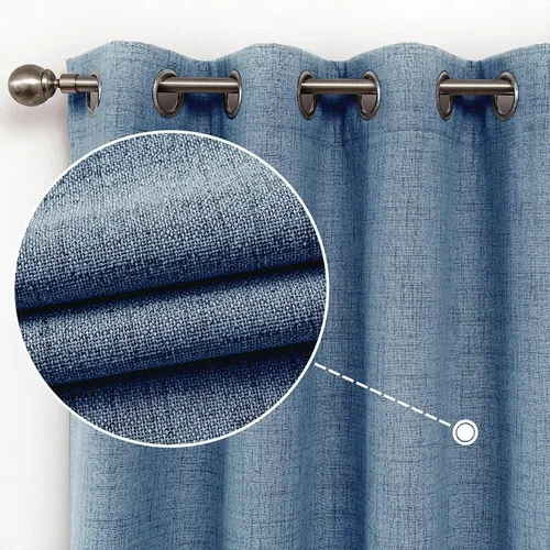 Miniatura 33 de CUCRAF Juego de 2 paneles de cortinas 100% opacas de lino de 84 pulgadas de largo, con pestaña trasera y bolsillo para barra para sala de estar